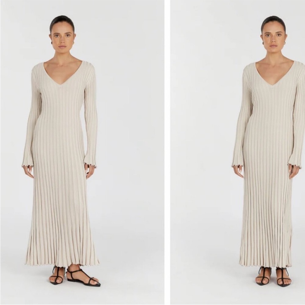 DISSH Reign Cream Long Sleeve Ribbed Dress
